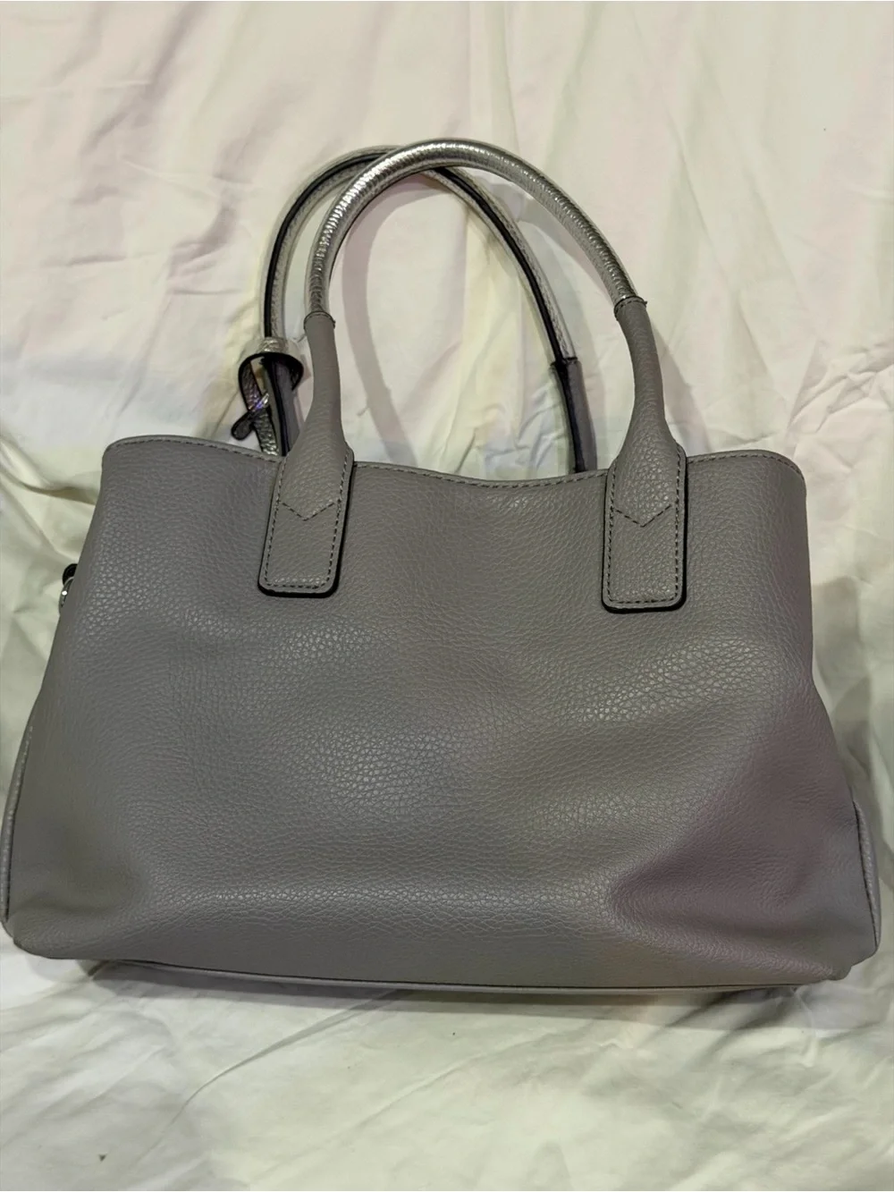 Anne Klein Gray Satchel with Metallic Tassel Accent